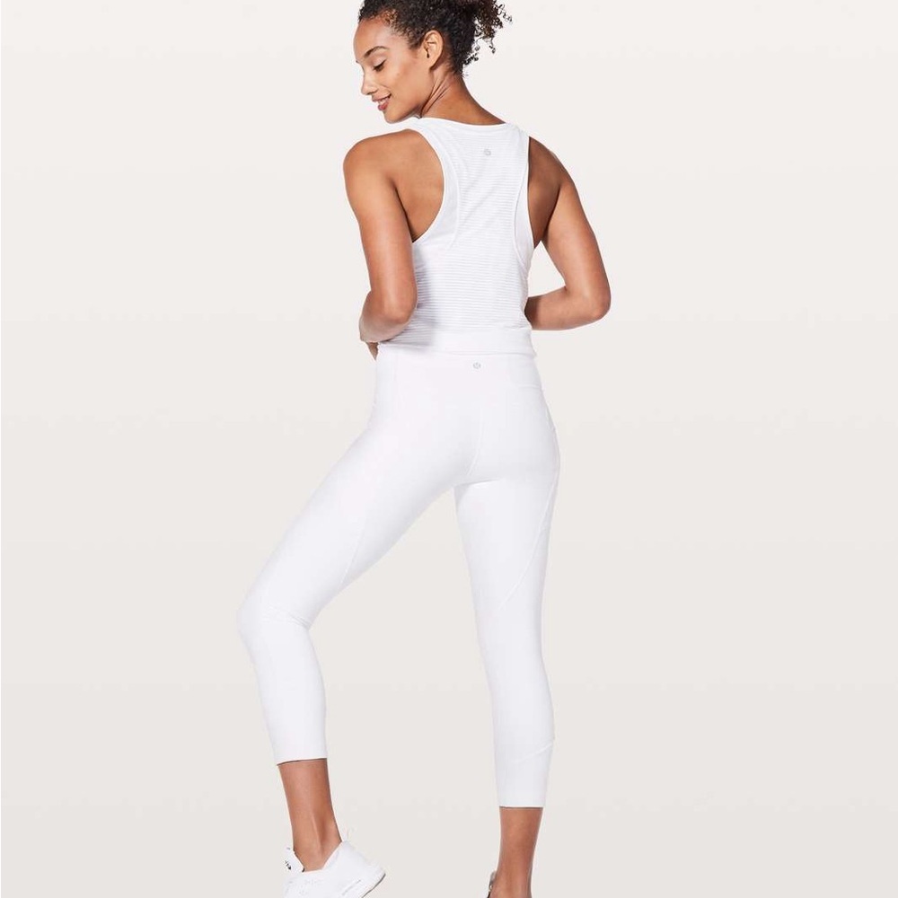 Lululemon White All The Right Places Crop Leggings 23" Yoga Athletic Classic - Picture 3 of 9